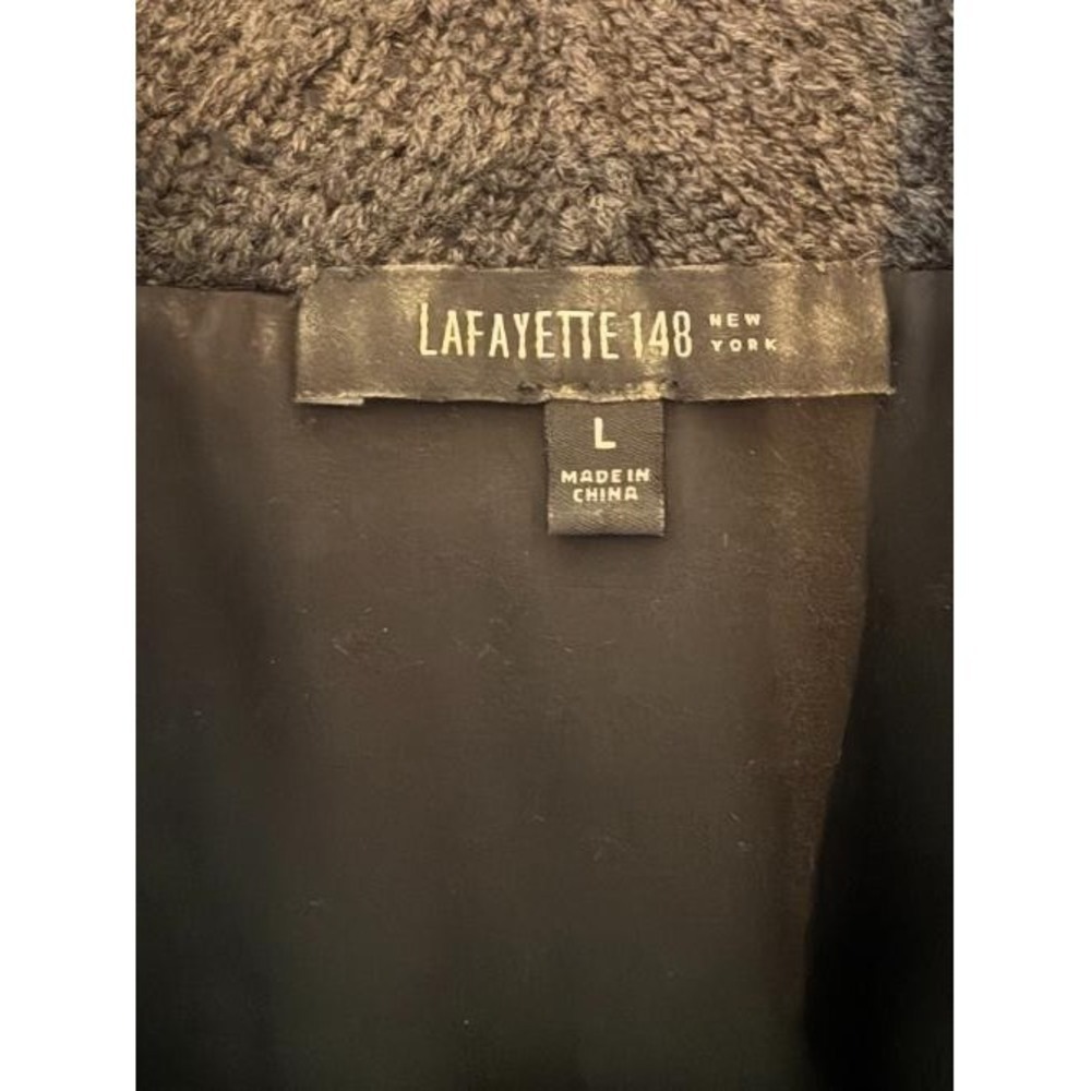 Lafayette 148 New York Cardigan Womens L Gray Merino Wool Open Front Sweater - Picture 9 of 13